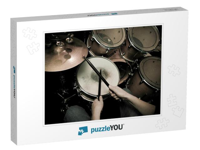 The Drummer in Action. a Photo Close Up Process Play on a... Jigsaw Puzzle