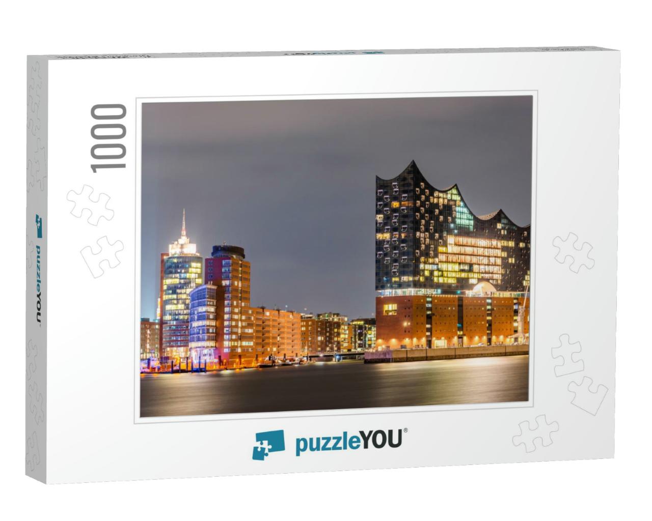 The Famous Elbphilharmonie & Hamburg Harbor At Night... Jigsaw Puzzle with 1000 pieces