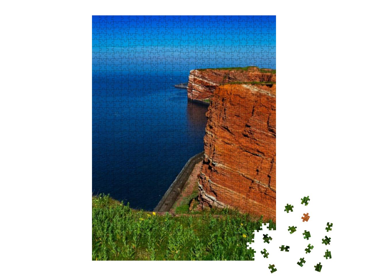 Heligoland - Landscape with Red Steep Rocks & Beautiful G... Jigsaw Puzzle with 1000 pieces