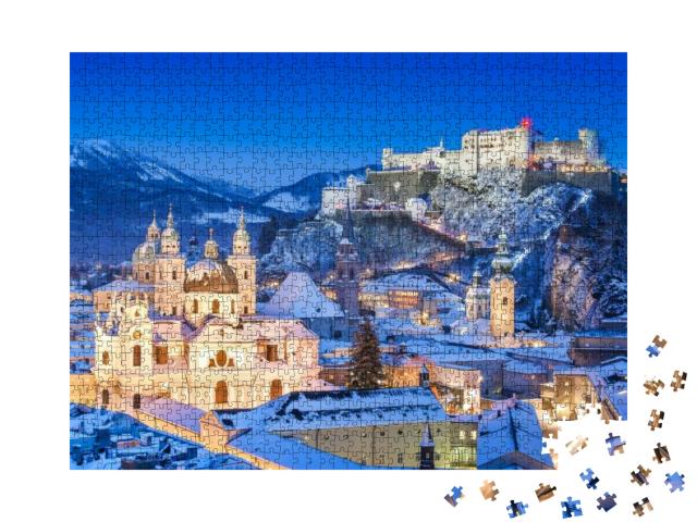 Beautiful View of the Historic City of Salzburg with Fest... Jigsaw Puzzle with 1000 pieces