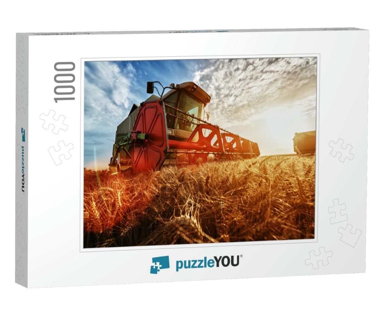 Combine Harvest in the Golden Wheat Field... Jigsaw Puzzle with 1000 pieces