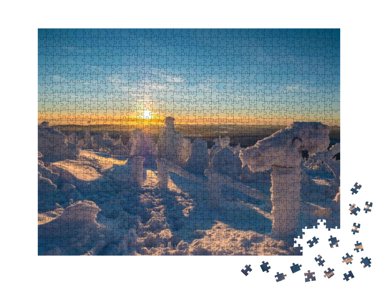Sunset on the Fichtelberg... Jigsaw Puzzle with 1000 pieces