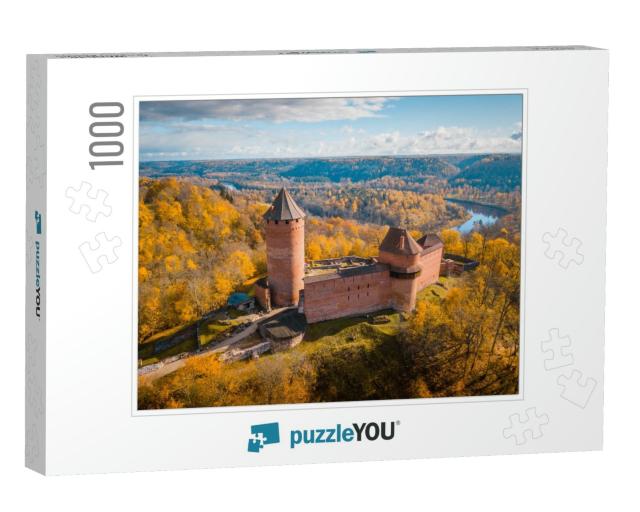 Amazing Aerial View Over the Turaida Castle During Golden... Jigsaw Puzzle with 1000 pieces