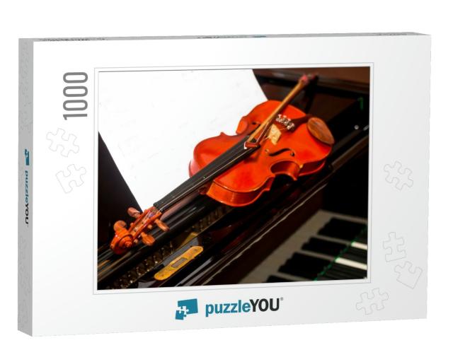 Violin & Fiddle Stick on the Piano... Jigsaw Puzzle with 1000 pieces