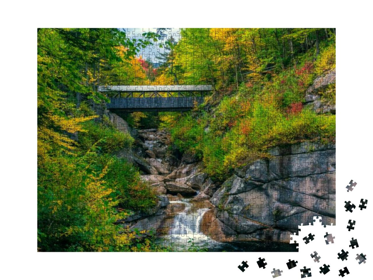 Sentinel Pine Covered Bridge, Near Lincoln, New Hampshire... Jigsaw Puzzle with 1000 pieces