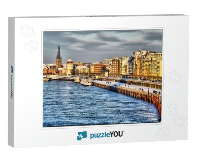 Beautiful Shore of Rhine River During Day in Dusseldorf i... Jigsaw Puzzle