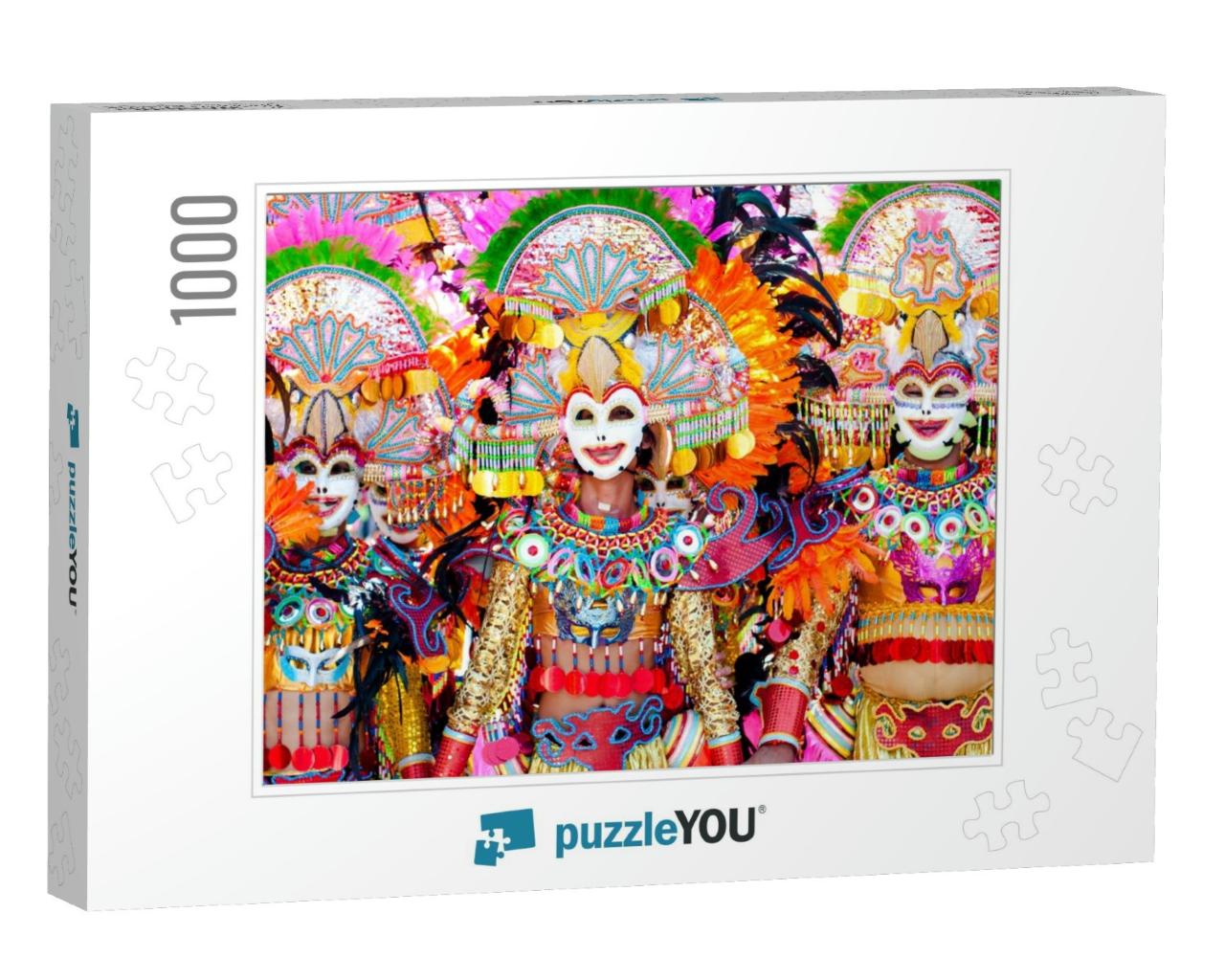 Parade of Colorful Smiling Mask At Masskara Festival, Bac... Jigsaw Puzzle with 1000 pieces