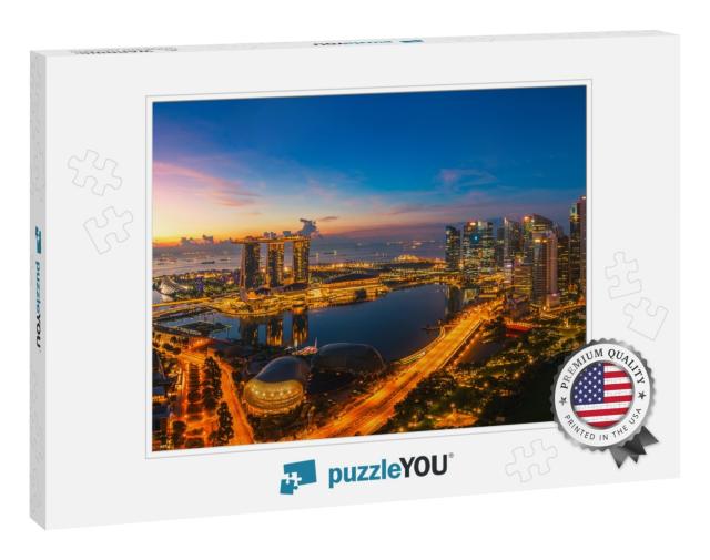 Singapore City with Office Building, Hotel & Harbor in Mo... Jigsaw Puzzle