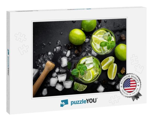 Refreshing Mint Cocktail Mojito with Rum & Lime, Cold Dri... Jigsaw Puzzle
