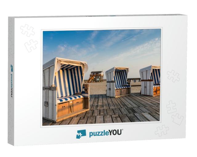 Beach Chairs on the Beach of St. Peter-Ording Germany... Jigsaw Puzzle