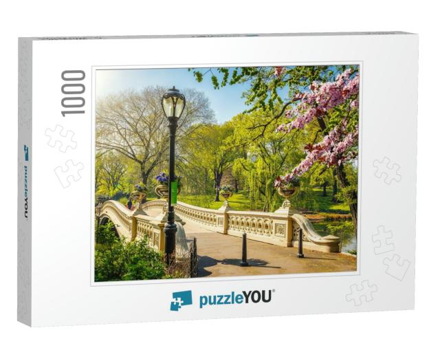 Bow Bridge in Central Park At Spring Sunny Day, New York... Jigsaw Puzzle with 1000 pieces