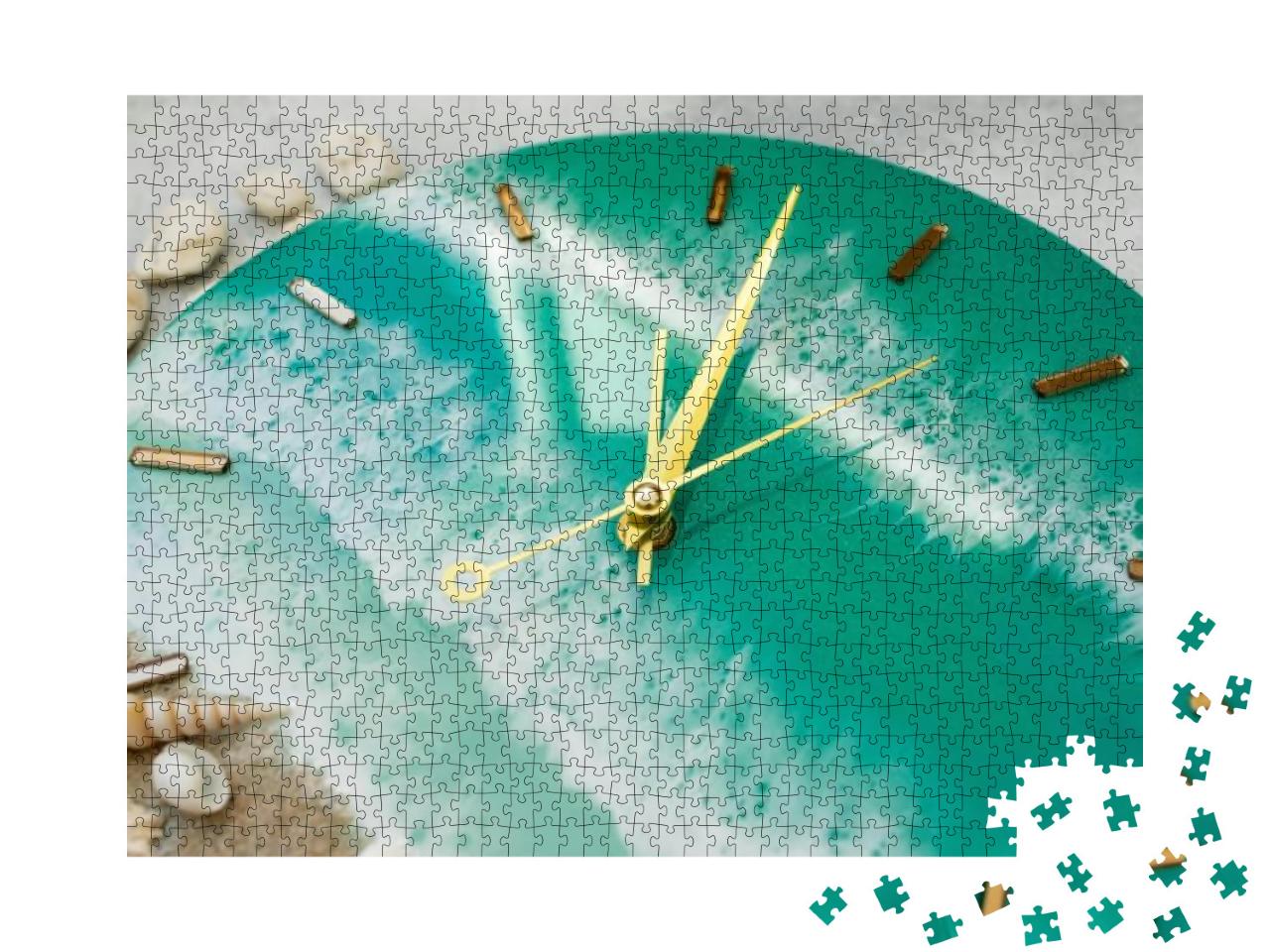 Wall Clock with Clock Hands Made of Resin Art with Sea Wa... Jigsaw Puzzle with 1000 pieces
