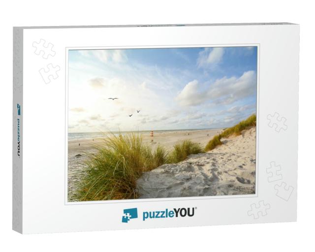 View to Beautiful Landscape with Beach & Sand Dunes Near... Jigsaw Puzzle