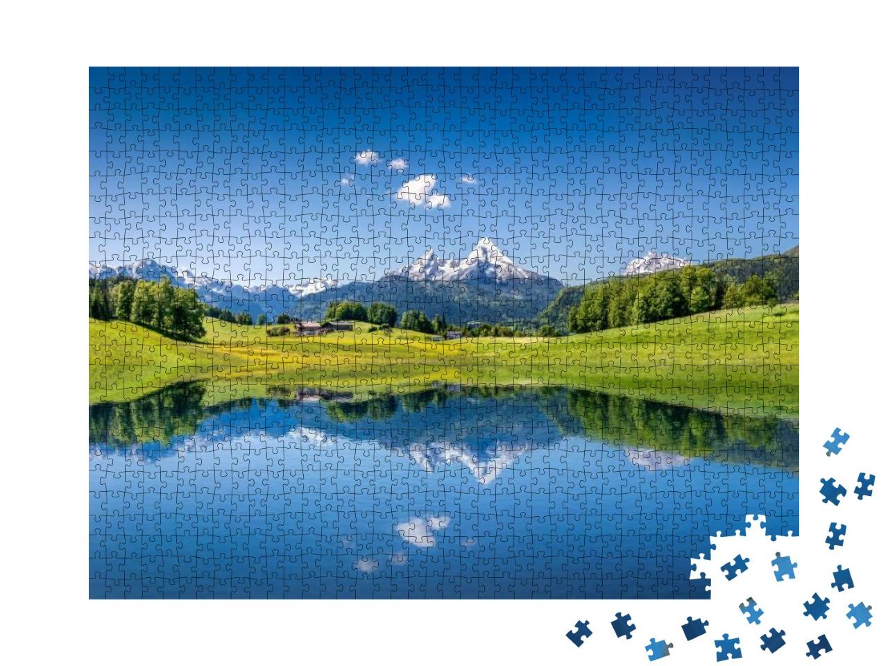 Panoramic View of Idyllic Summer Landscape in the Alps wi... Jigsaw Puzzle with 1000 pieces