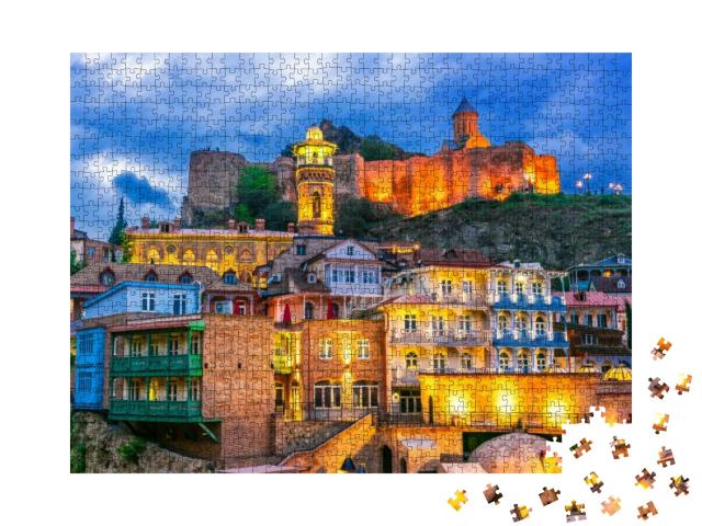 View of the Old Town of Tbilisi, Georgia After Sunset... Jigsaw Puzzle with 1000 pieces