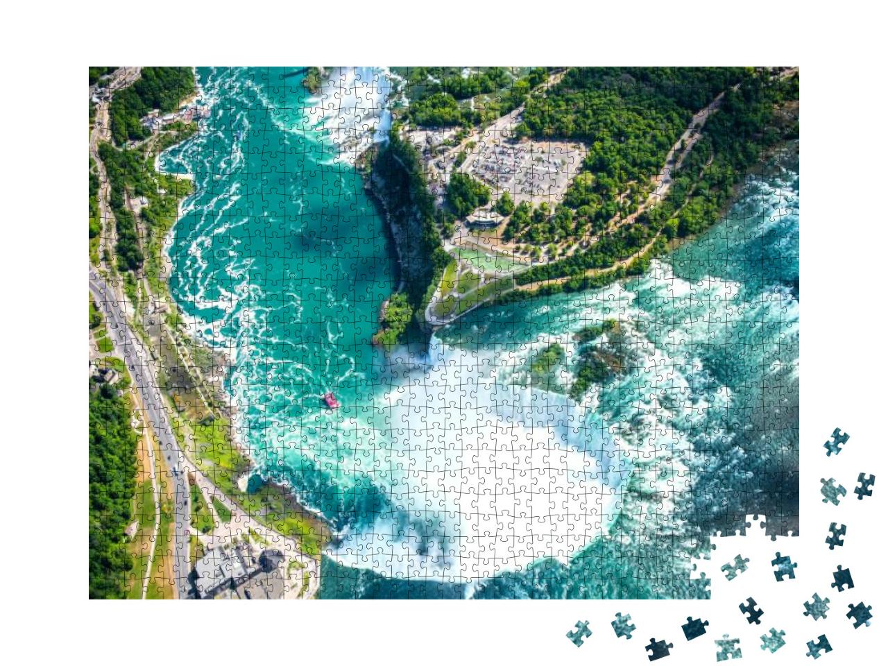 Niagara Falls Aerial View from Helicopter, Canadian Falls... Jigsaw Puzzle with 1000 pieces
