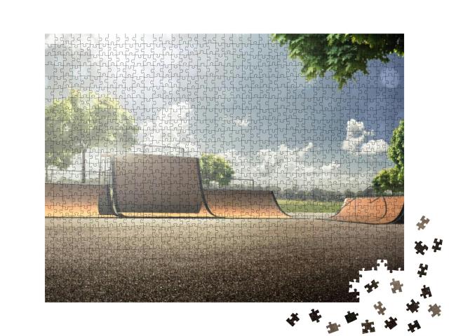 Empty Skating Park in the Sunny Day... Jigsaw Puzzle with 1000 pieces