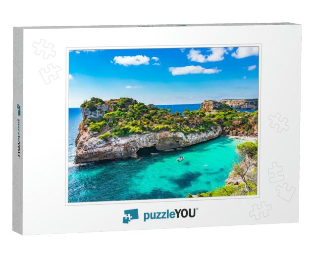 Spain Mediterranean Sea, Majorca Beach of Cala Moro Beaut... Jigsaw Puzzle