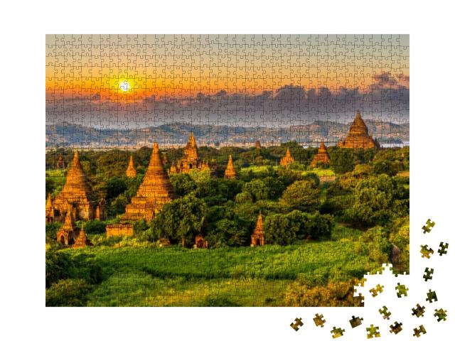 Ancient Temple Archeology in Bagan After Sunset, Myanmar... Jigsaw Puzzle with 1000 pieces