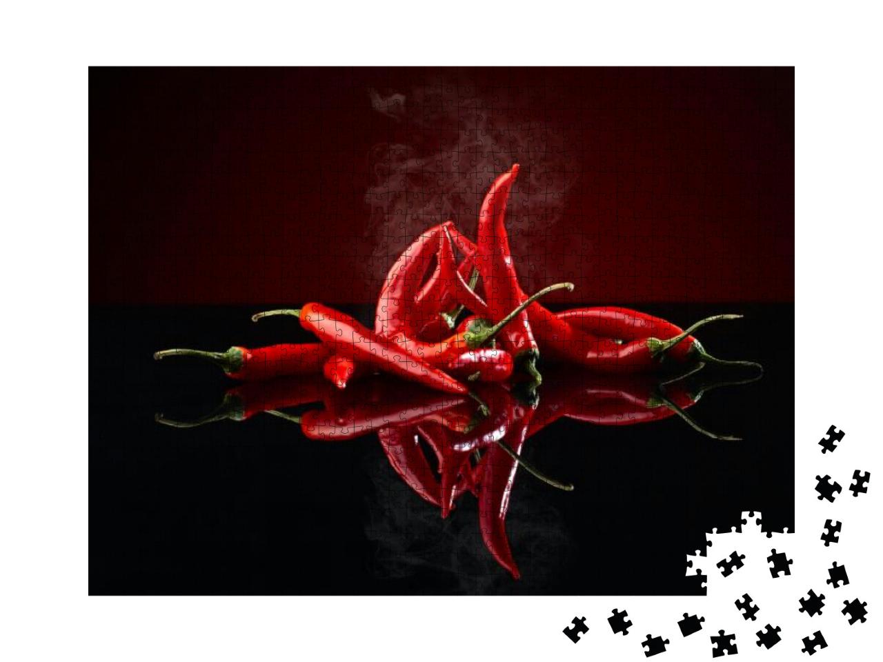 Beam of Red Chili Pepper on Black Background... Jigsaw Puzzle with 1000 pieces