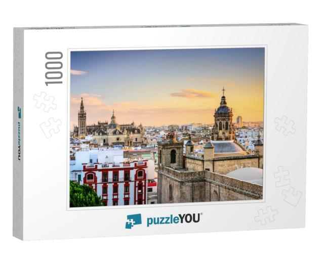 Seville, Spain City Skyline At Dusk... Jigsaw Puzzle with 1000 pieces