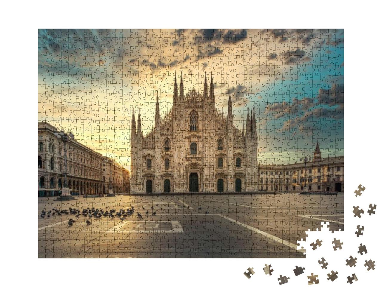 Duomo, Milan Gothic Cathedral At Sunrise, Italy, Europe... Jigsaw Puzzle with 1000 pieces