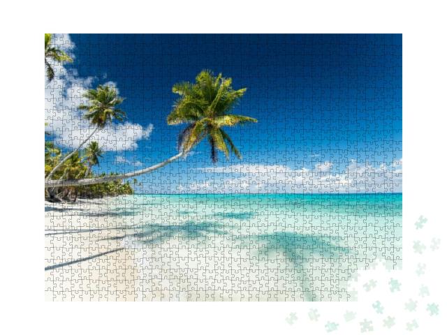 Tropical Scenery View on Pk9 Beach of Fakarava in French... Jigsaw Puzzle with 1000 pieces