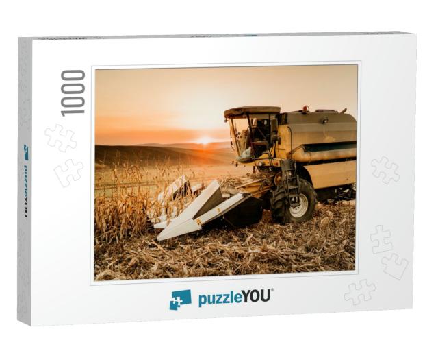 Harvesting Details with Combine Harvester & Transporting... Jigsaw Puzzle with 1000 pieces