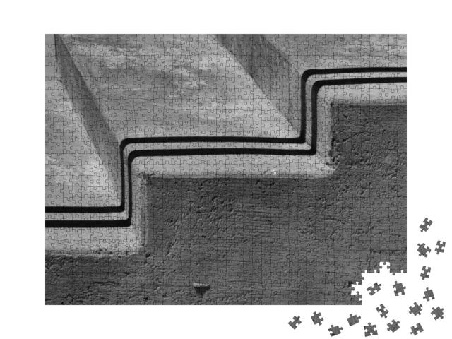Two Shadows Cast on Cement or Concrete Stairs Following t... Jigsaw Puzzle with 1000 pieces