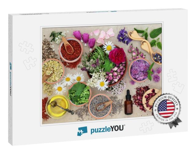 Herbal Plant Medicine Preparation with Herbs & Flowers, A... Jigsaw Puzzle