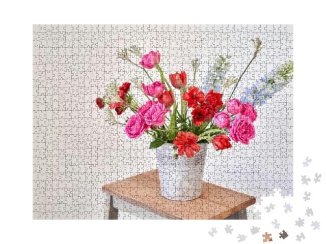 Bouquet 016. Finished Flower Arrangement in a Vase for Ho... Jigsaw Puzzle with 1000 pieces
