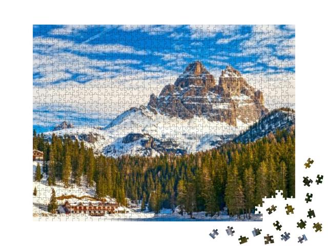 Tre Cime Di Lavaredo Peaks Seen from Misurina Lake in Dol... Jigsaw Puzzle with 1000 pieces