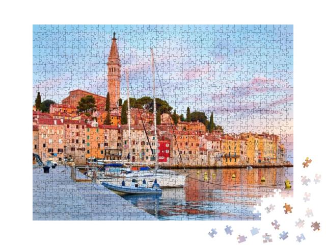 Rovinj, Istria, Croatia. Antique Medieval Houses & Tower... Jigsaw Puzzle with 1000 pieces