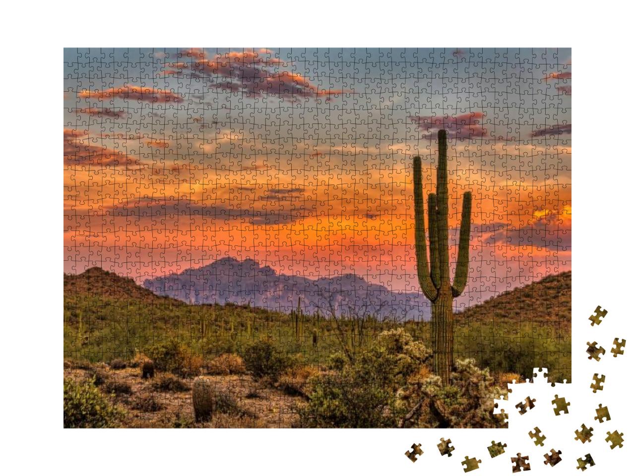 Sunset in the Sonoran Desert Near Phoenix, Arizona... Jigsaw Puzzle with 1000 pieces