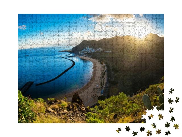 Panoramic View of Beach Las Teresitas with Yellow Sand. L... Jigsaw Puzzle with 1000 pieces