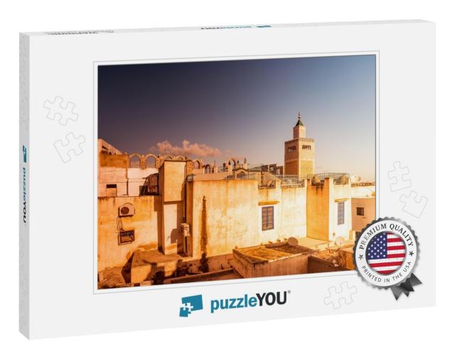 View of the Al-Zaytuna Mosque & the Skyline of Tunis At D... Jigsaw Puzzle