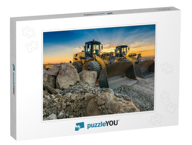 Two Excavators Moving Stone & Rock in a Construction Site... Jigsaw Puzzle