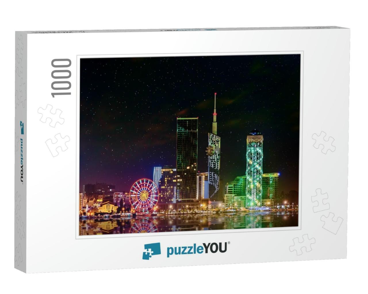 Beautiful Night Cityscape, View of Batumi City At Night... Jigsaw Puzzle with 1000 pieces