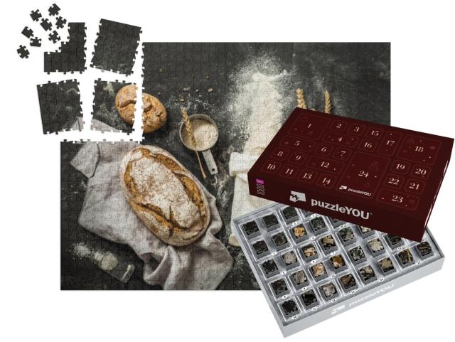 Rustic Bread, Flour Sprinkled from the White Paper Bag, M... | Advent Calendar Jigsaw Puzzle