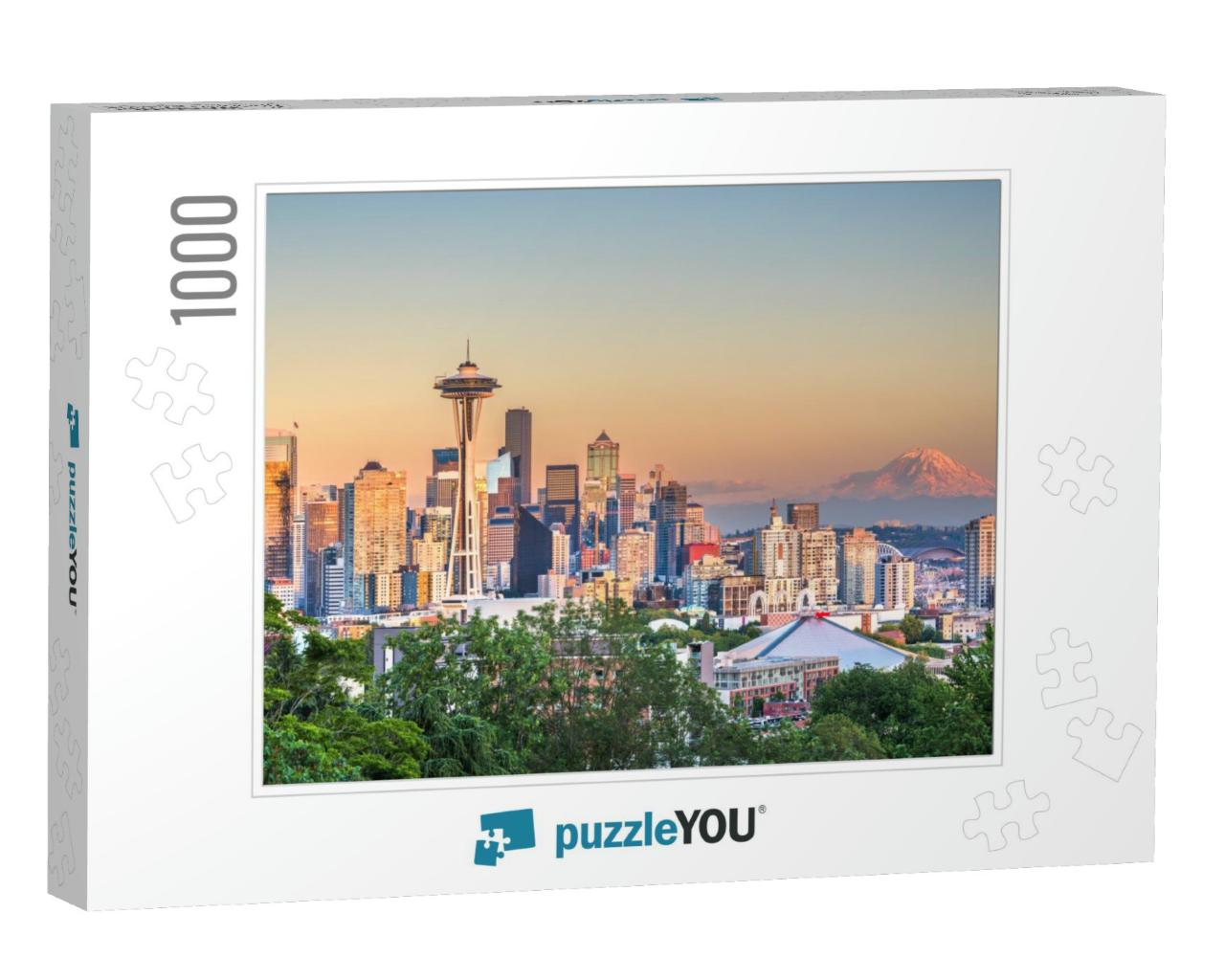 Seattle, Washington, USA Downtown City Skyline At Dusk... Jigsaw Puzzle with 1000 pieces
