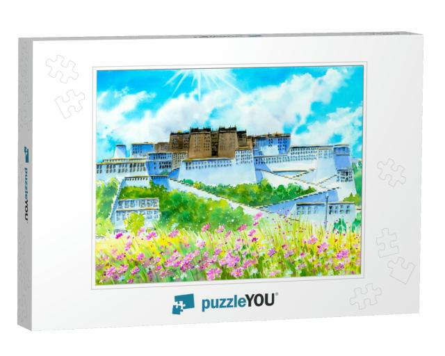 Watercolor Painting - Potala Palace, China... Jigsaw Puzzle
