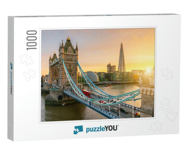 London Tower Bridge, the Uk. Sunset with Beautiful Clouds... Jigsaw Puzzle with 1000 pieces