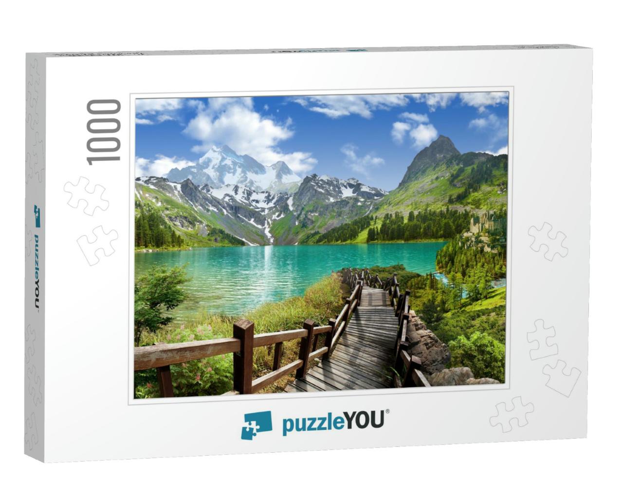 Panoramic View of the Lake in the Mountains... Jigsaw Puzzle with 1000 pieces