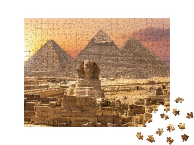 The Sphinx & the Piramids, Famous Wonder of the World, Gi... Jigsaw Puzzle with 500 pieces