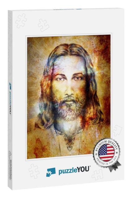 Jesus Christ Painting with Radiant Colorful Energy of Lig... Jigsaw Puzzle