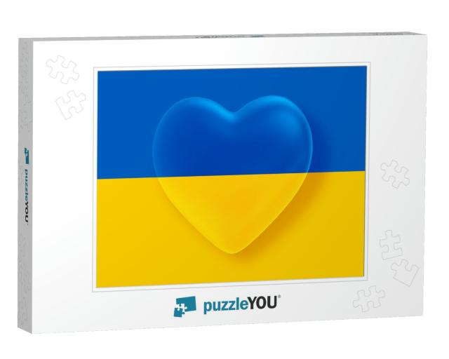 Ukraine Flag in the Shape of Heart Object on Ukraine Flag... Jigsaw Puzzle