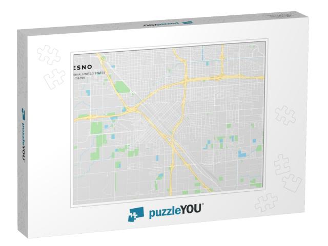 Printable Street Map of Fresno Including Highways, Major... Jigsaw Puzzle