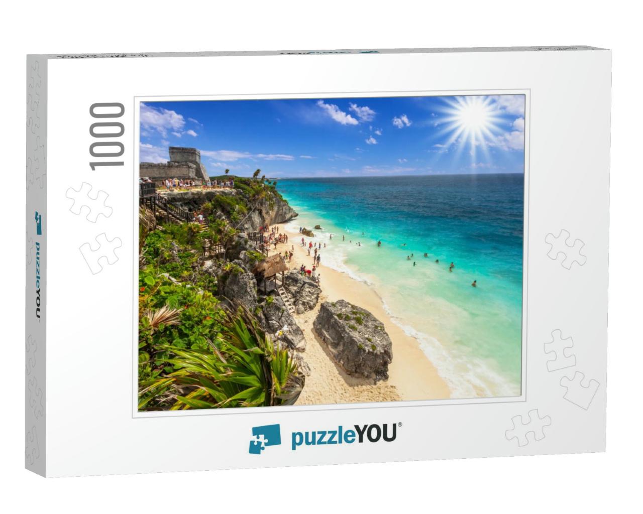 Beautiful Tulum Beach At Caribbean Sea, Mexico... Jigsaw Puzzle with 1000 pieces