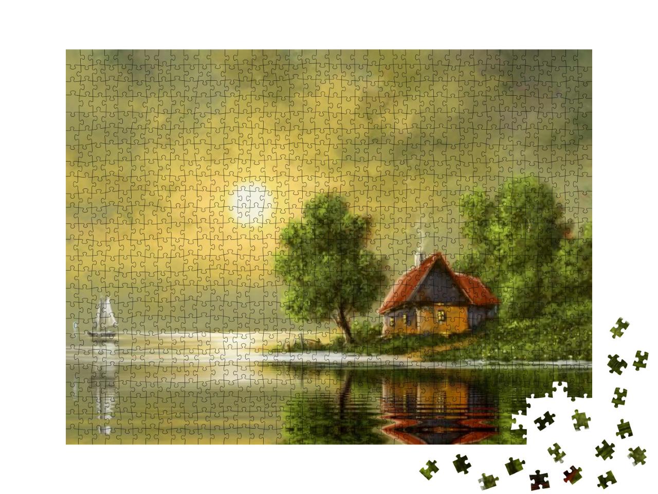Oil Paintings Rural Landscape. Fine Art... Jigsaw Puzzle with 1000 pieces