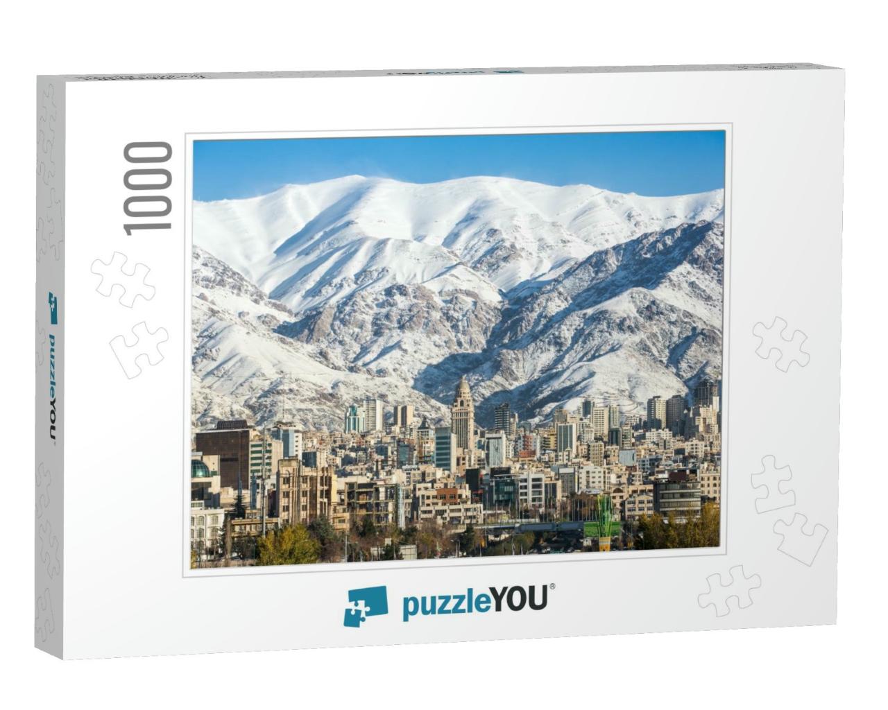 Winter Tehran View with a Snow Covered Alborz Mountains o... Jigsaw Puzzle with 1000 pieces